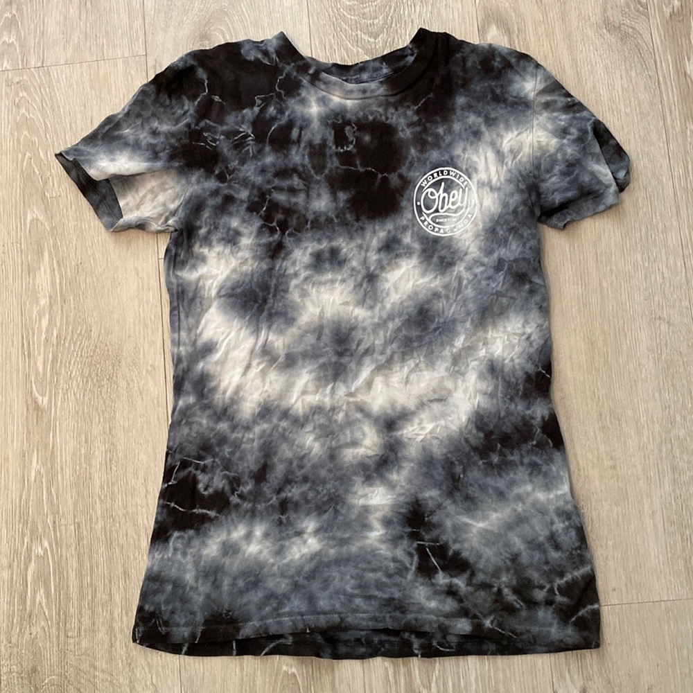 Obey Tie Dye Tee | Blue White Shirt | Size Small